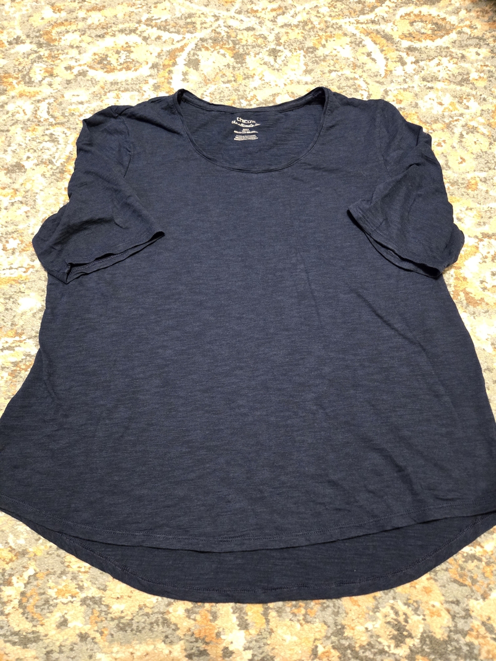 Chico's Ultimate Tee Women’s Classic Short-Sleeve Crewneck Tee - Navy Size XL